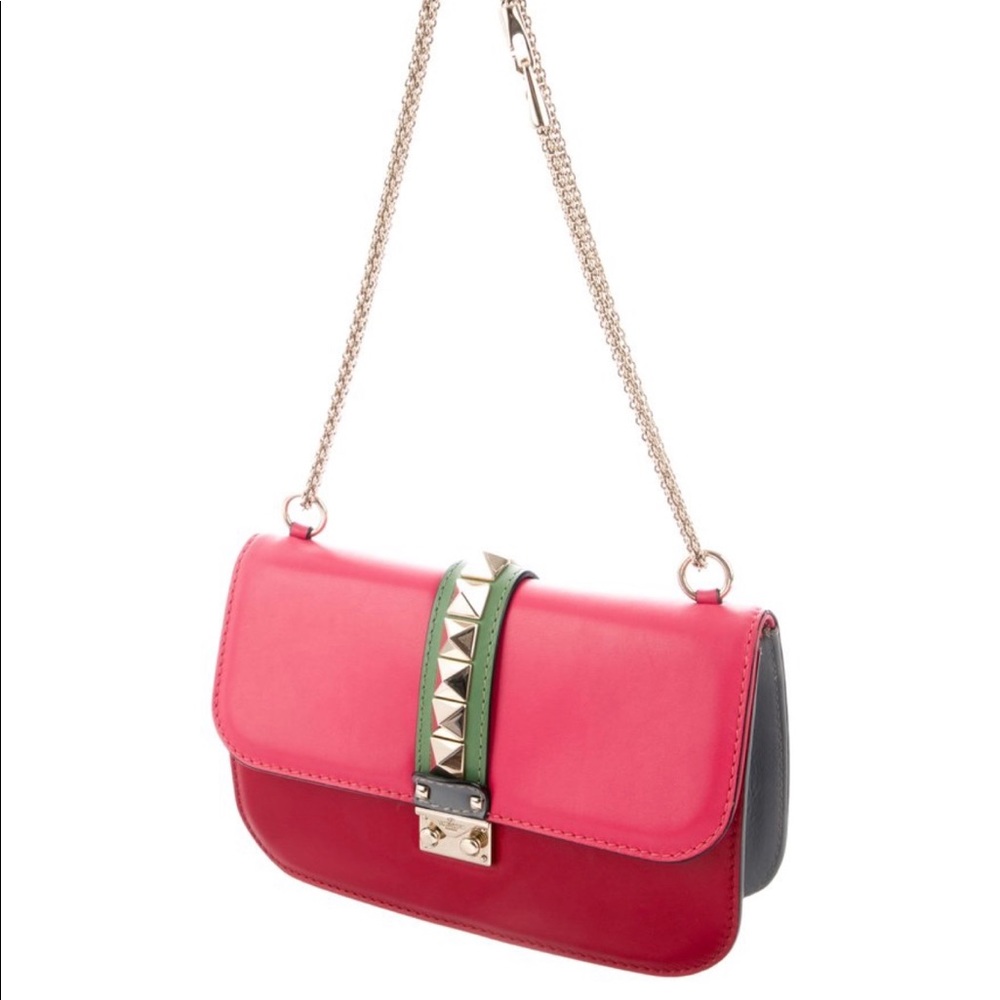 Valentino Rockstud Bag Pink Red Gray